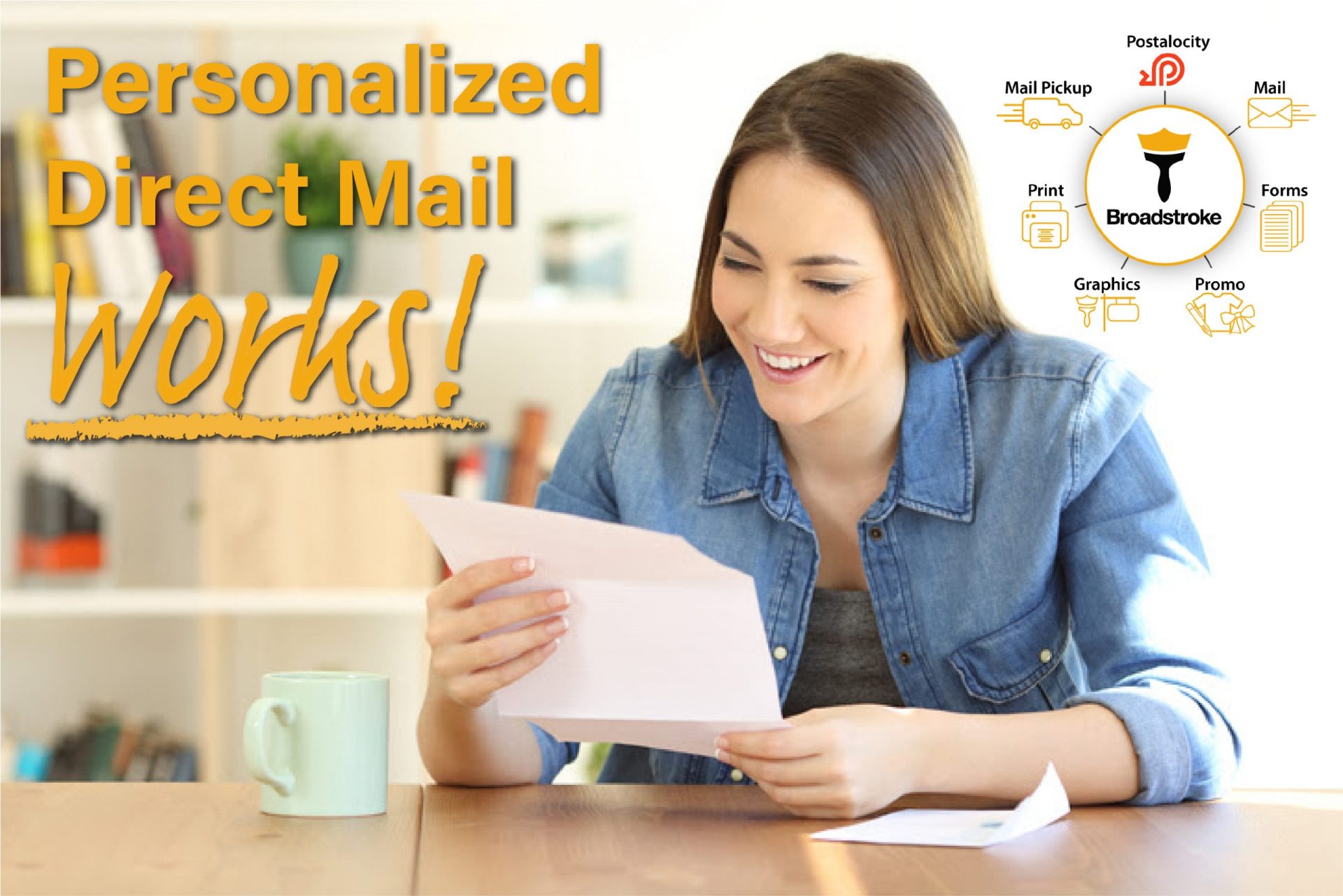 Woman opening personalized mail