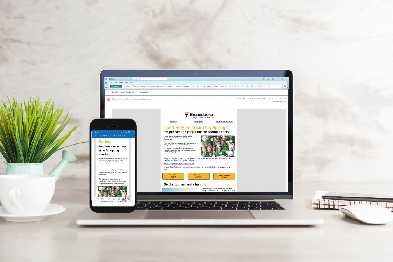 screenshot of the broadstroke inc mobile and desktop e-newsletter