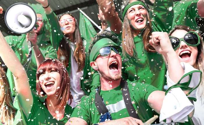 fans cheering at a sports event